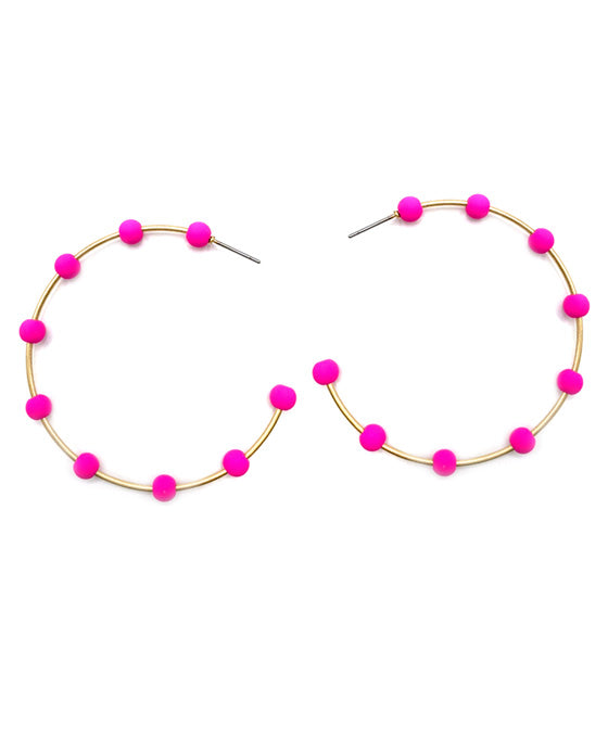 Beaded Metal Hoop Earring
