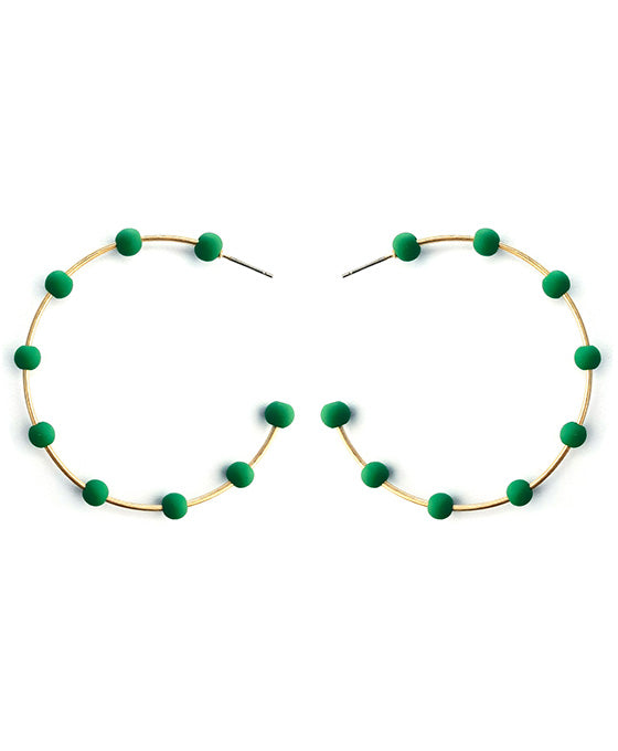 Beaded Metal Hoop Earring