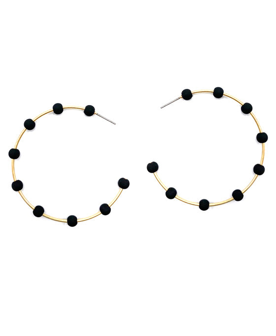 Beaded Metal Hoop Earring