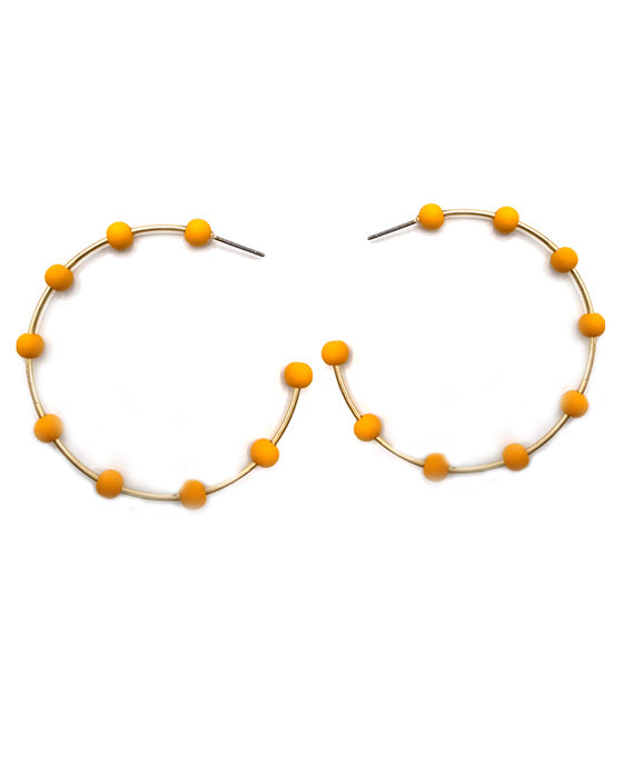 Beaded Metal Hoop Earring