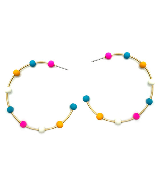 Beaded Metal Hoop Earring