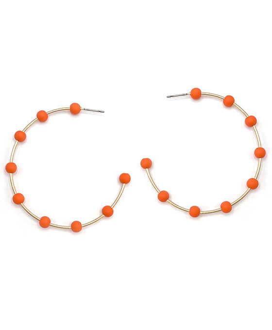 Beaded Metal Hoop Earring