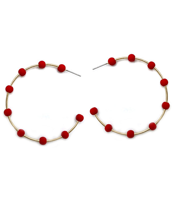 Beaded Metal Hoop Earring