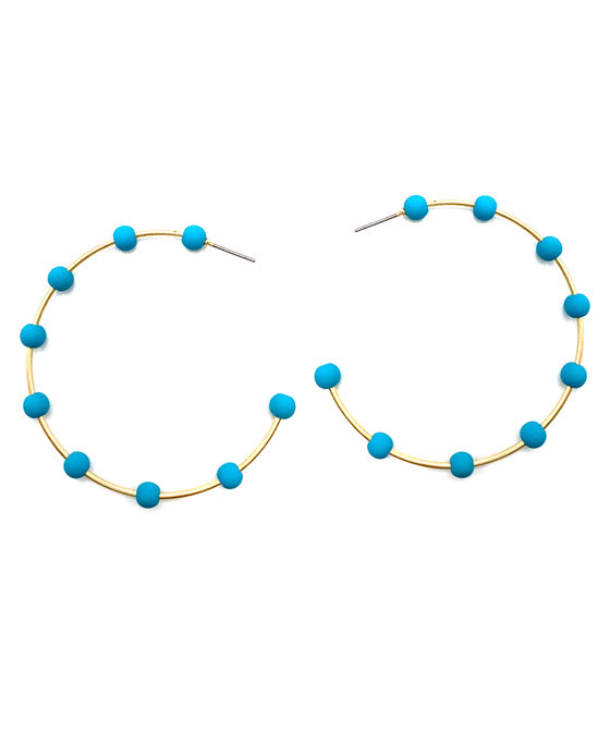 Beaded Metal Hoop Earring