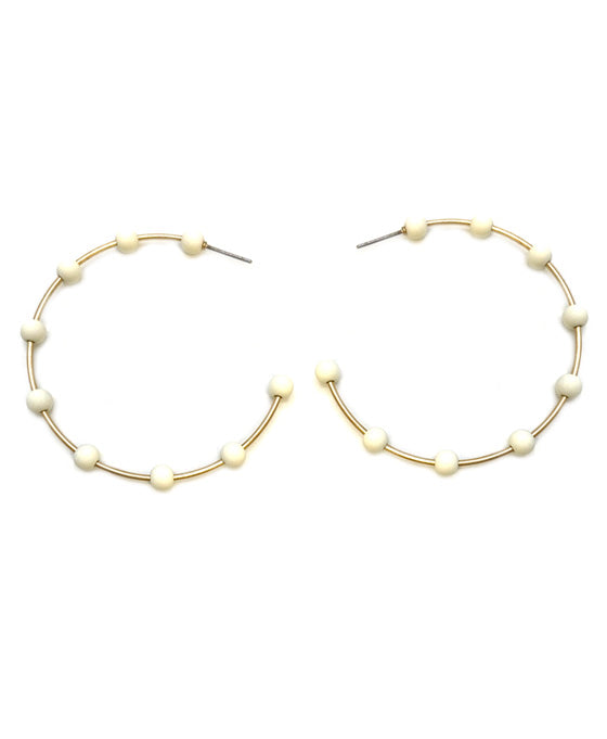 Beaded Metal Hoop Earring