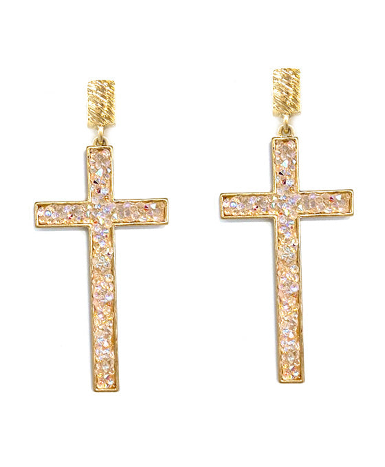 Metal w/ Rhinestone Cross Post Earring