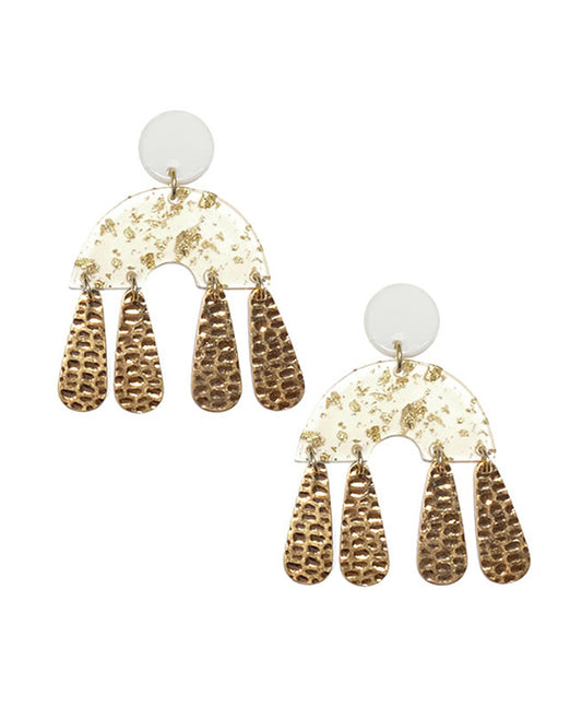 Geo Shape Metal Dangle Post Earring