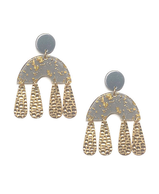 Geo Shape Metal Dangle Post Earring