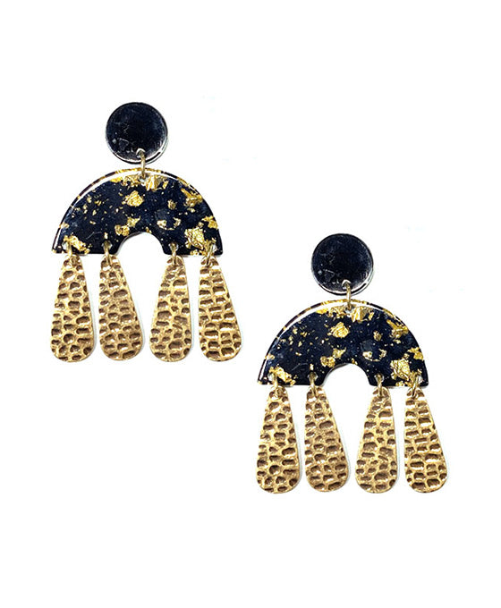 Geo Shape Metal Dangle Post Earring