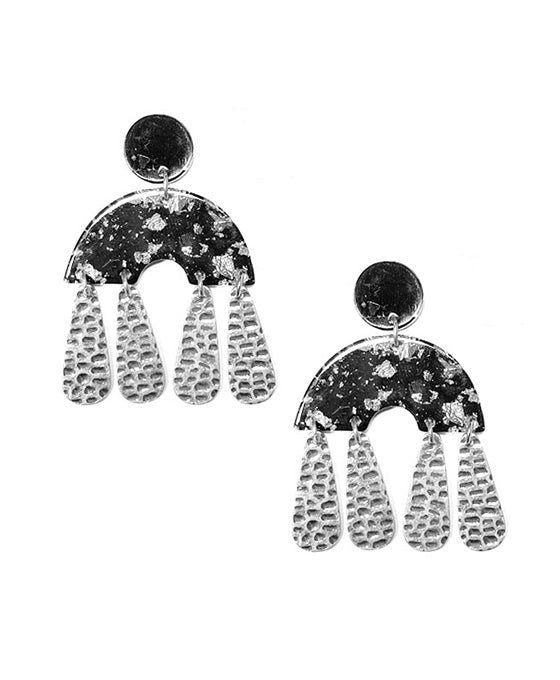 Geo Shape Metal Dangle Post Earring