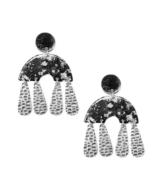 Geo Shape Metal Dangle Post Earring