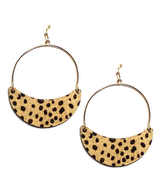 Animal Print Crescent Moon Shape Earring