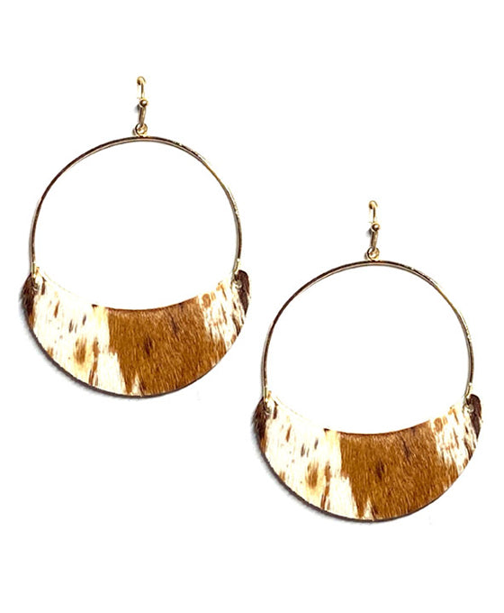 Animal Print Crescent Moon Shape Earring
