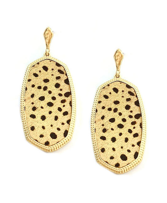 Animal Print Metal Frame Post Earring