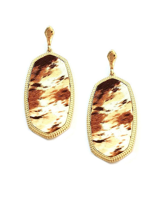 Animal Print Metal Frame Post Earring
