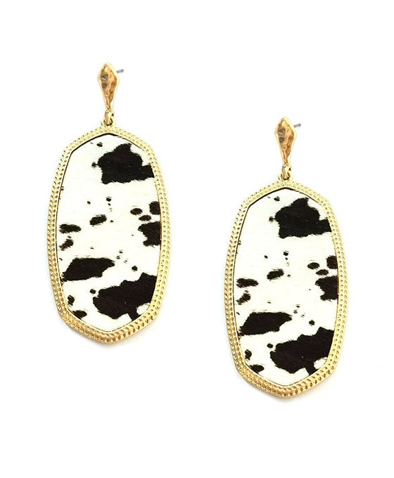 Animal Print Metal Frame Post Earring