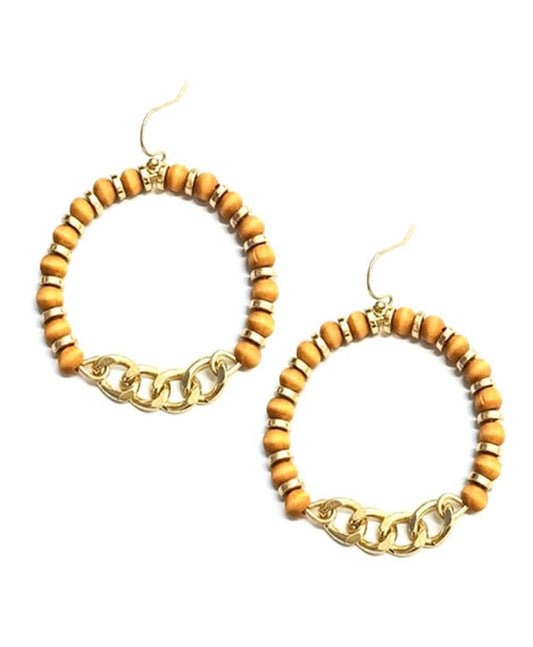 Bead & Chain Round Earring