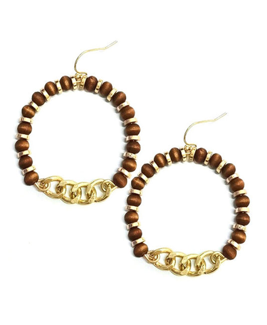 Bead & Chain Round Earring