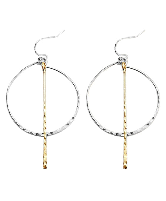 Round w/ Bar Metal Earring
