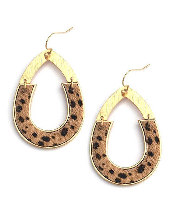 Metal & Leather Oval Shape Earring