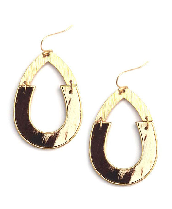 Metal & Leather Oval Shape Earring
