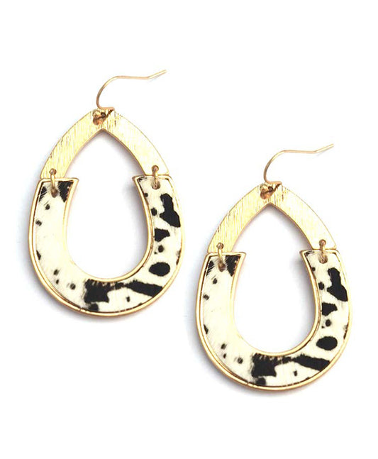 Metal & Leather Oval Shape Earring