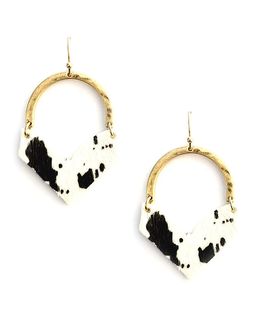 Animal Print Leather w/ Half Round Metal Earring