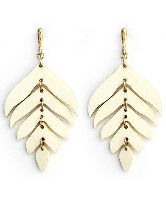 Wood Leaf Post Earring