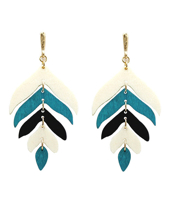 Wood Leaf Post Earring