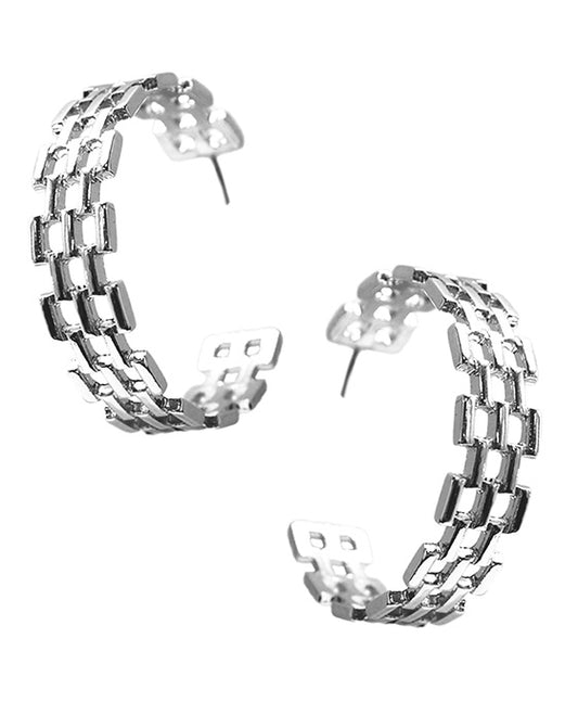 Squared Metal Hoop Earring
