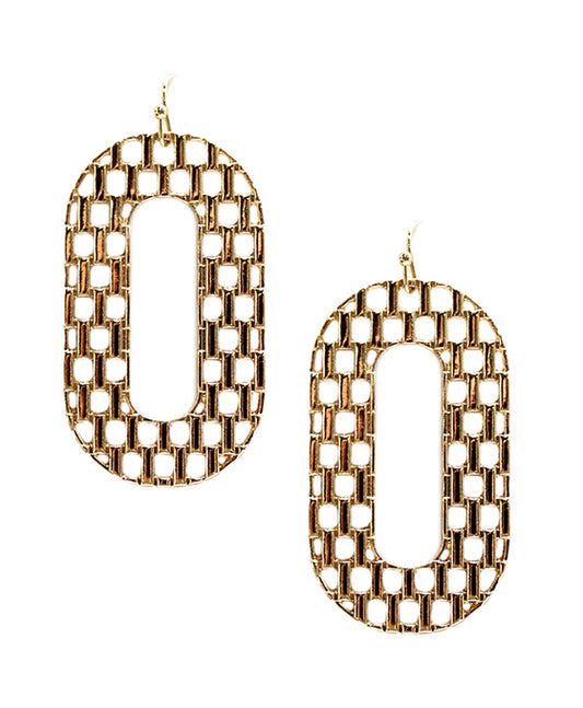 Squared Oval Shape Metal Earring