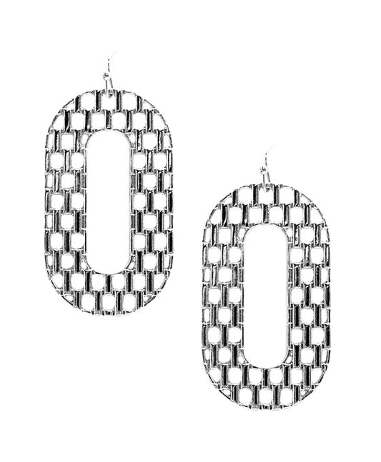 Squared Oval Shape Metal Earring