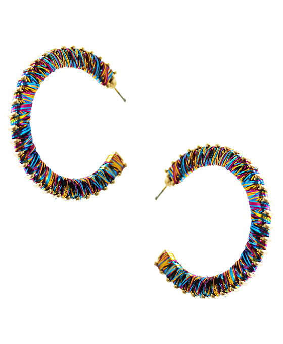 Wrapped Metal Hoop Earring