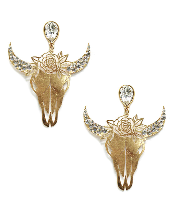 Metal Steer Head Post Earring