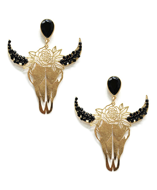 Metal Steer Head Post Earring