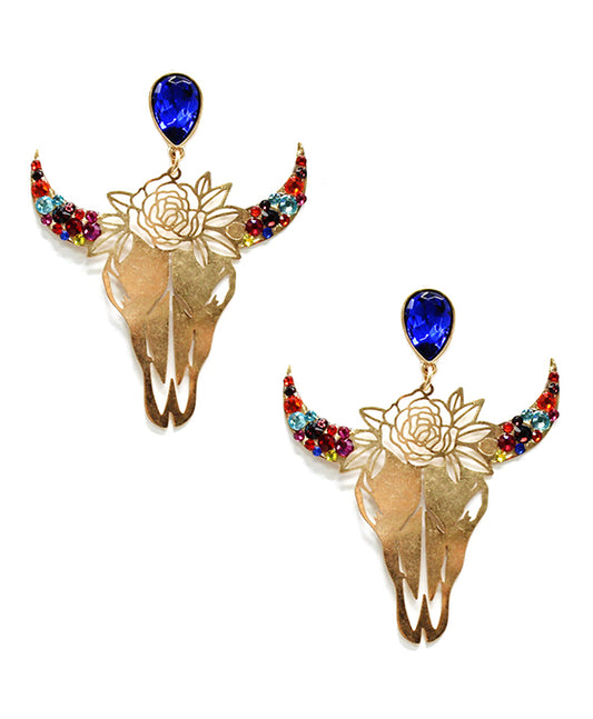 Metal Steer Head Post Earring