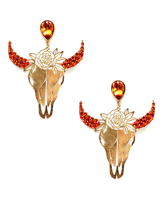 Metal Steer Head Post Earring