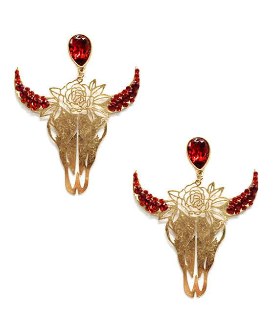 Metal Steer Head Post Earring