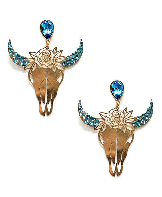 Metal Steer Head Post Earring