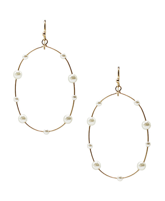 Wire w/ Pearl Oval Shape Earring