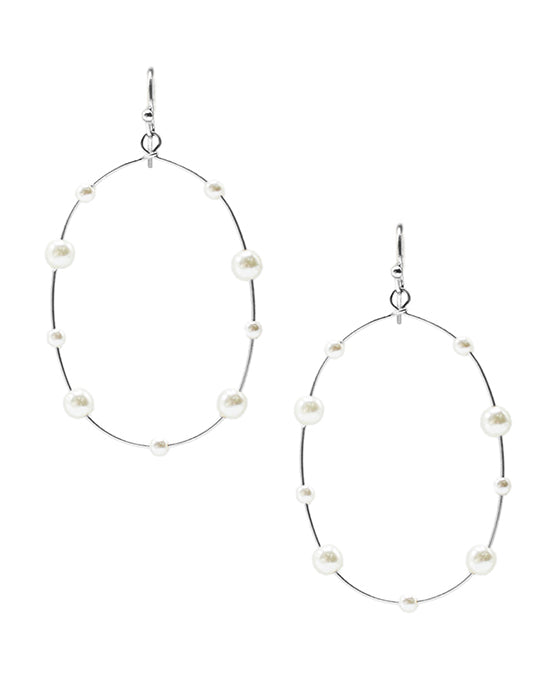 Wire w/ Pearl Oval Shape Earring