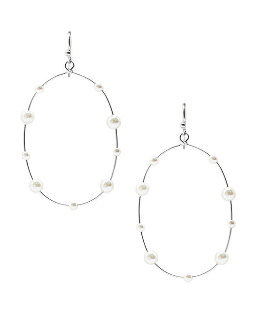 Wire w/ Pearl Oval Shape Earring