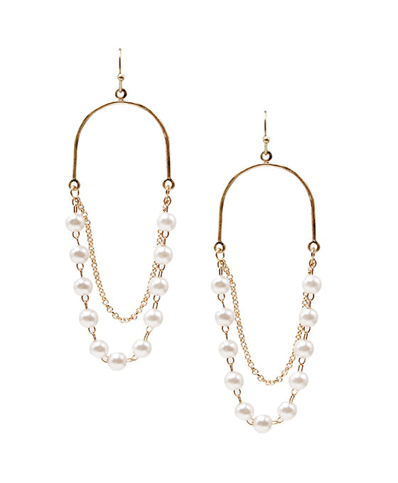 Linked Pearl Accent Earring
