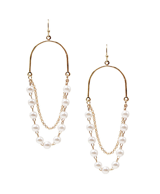 Linked Pearl Accent Earring