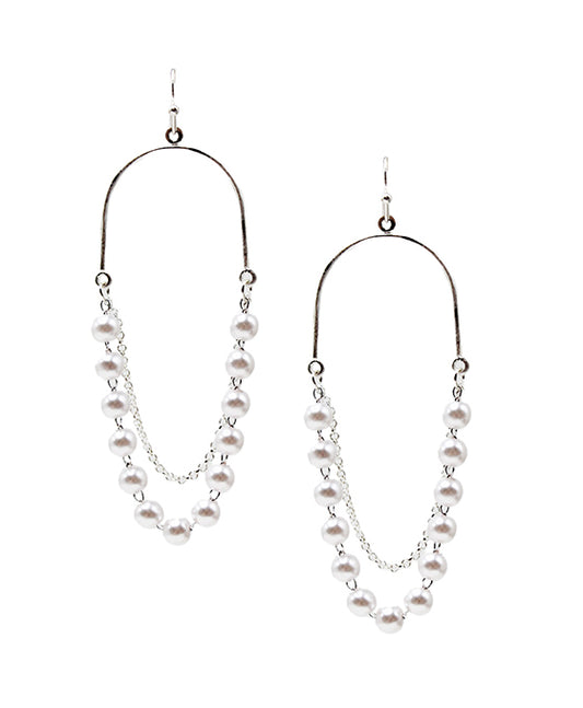 Linked Pearl Accent Earring