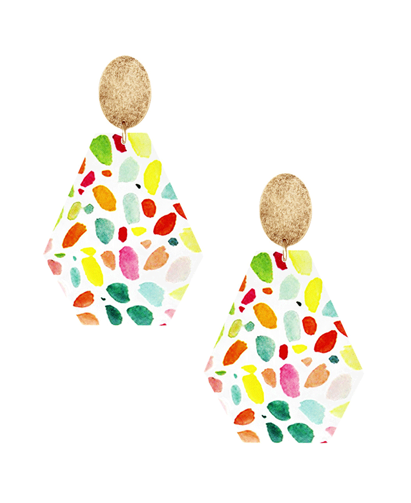 Geo Shape w/ Metal Post Earring