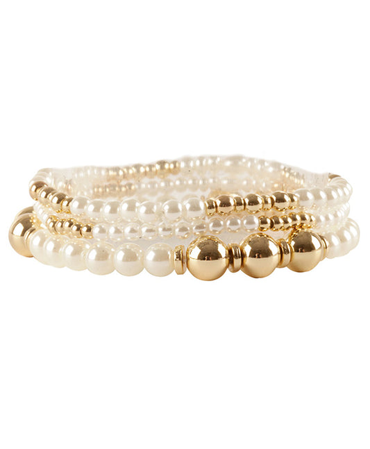 Plastic Pearl & CCB Ball Elastic Bracelet