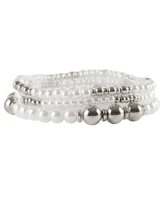 Plastic Pearl & CCB Ball Elastic Bracelet
