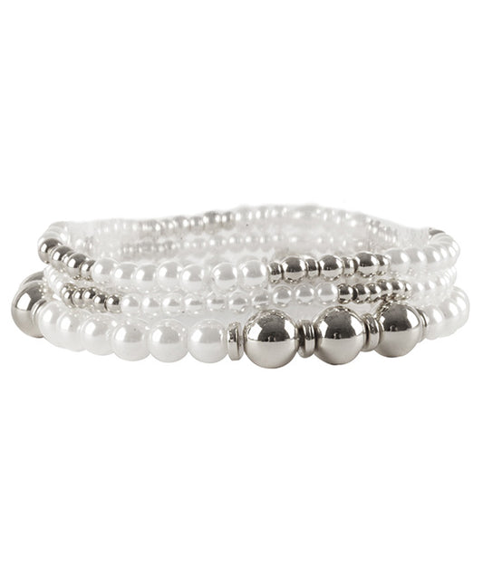 Plastic Pearl & CCB Ball Elastic Bracelet