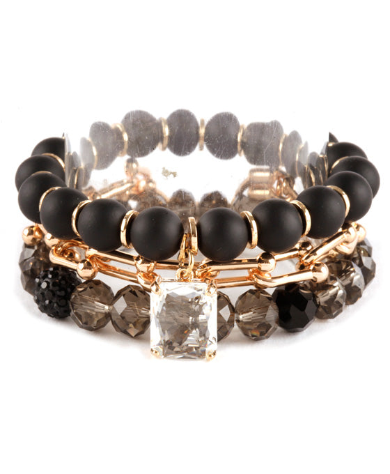 Semi Precious Glass Bead Link Bracelet